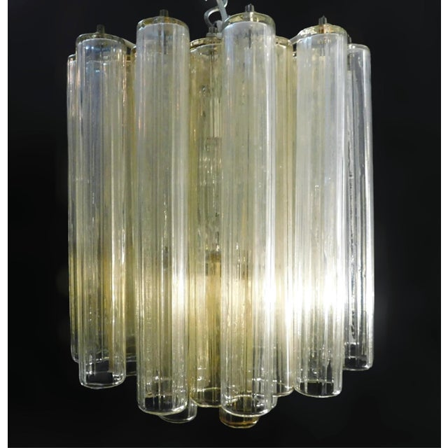 Venini 1960s Clear and Yellow Murano Tubes Chandelier For Sale - Image 4 of 8