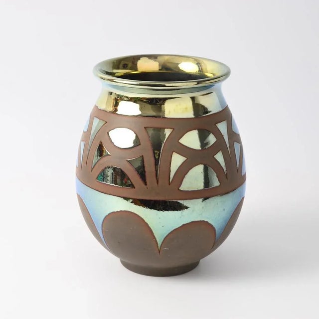 French Art Deco Metallic Glaze Vase, 1930s For Sale - Image 10 of 10