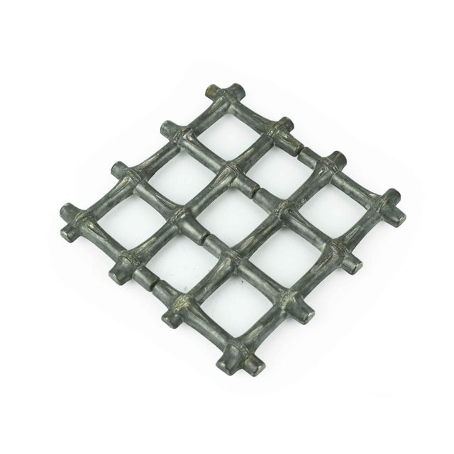 Mid-Century Modern Vintage f.b. Rogers Italian Silver-Plated Expanding Bamboo Trivet For Sale - Image 3 of 10