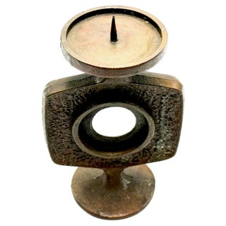 Polish Brutalist Copper Candleholder, 1970s For Sale