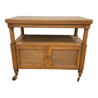 Vintage Fold Top Rolling Dry Bar Sideboard Flip Buffet For Sale