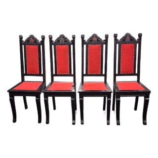 Set of Four 19th Century/Early 20th Century Spanish Jacobean-Style Gothic Revival Chairs For Sale