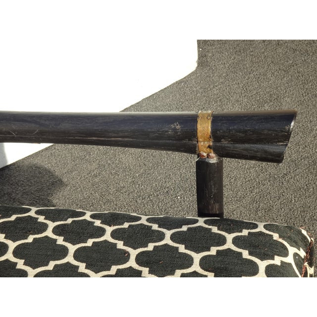 Vintage Oriental Asian Black Lounge Chair With Brass For Sale In Los Angeles - Image 6 of 12