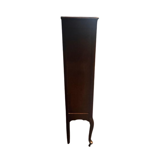 Queen Anne Antique Queen Anne Style Walnut Display Cabinet Bookcase Curio, C. 1920s For Sale - Image 3 of 13