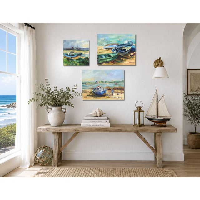 Original work by French artist Liliane Paumier (born 1947), a recognized Normandy painter whose landscapes, coastal...