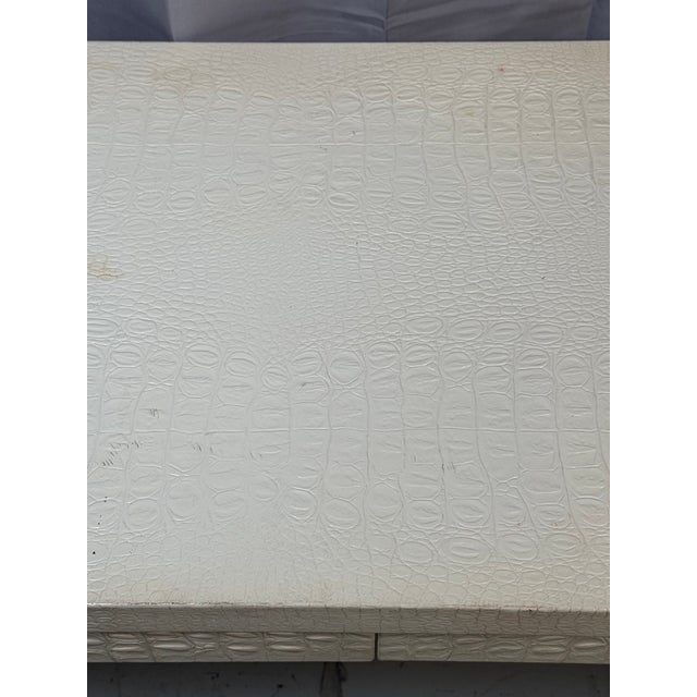 Hollywood Regency Faux Crocodile Lacquered Waterfall Desk, Attributed to Karl Springer For Sale - Image 3 of 10