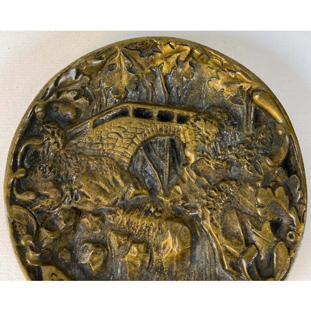 Early 20th Century French Art Nouveau Gilt Bronze Vide-Poche With Woodland Animal & Bird Relief For Sale - Image 5 of 5