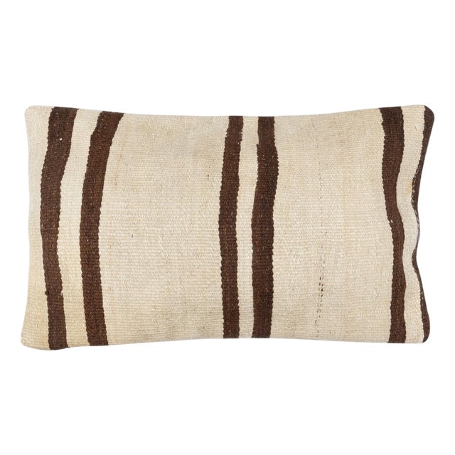 14"x24" Vintage Kilim Cushion Cover. Hand-Woven Hemp Lumbar Pillow Cover For Sale