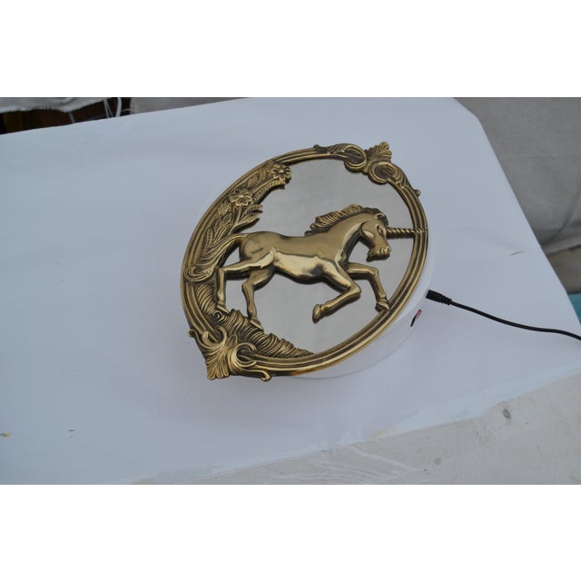 Brass 1970s Solid Brass Unicorn Mirror For Sale - Image 8 of 11