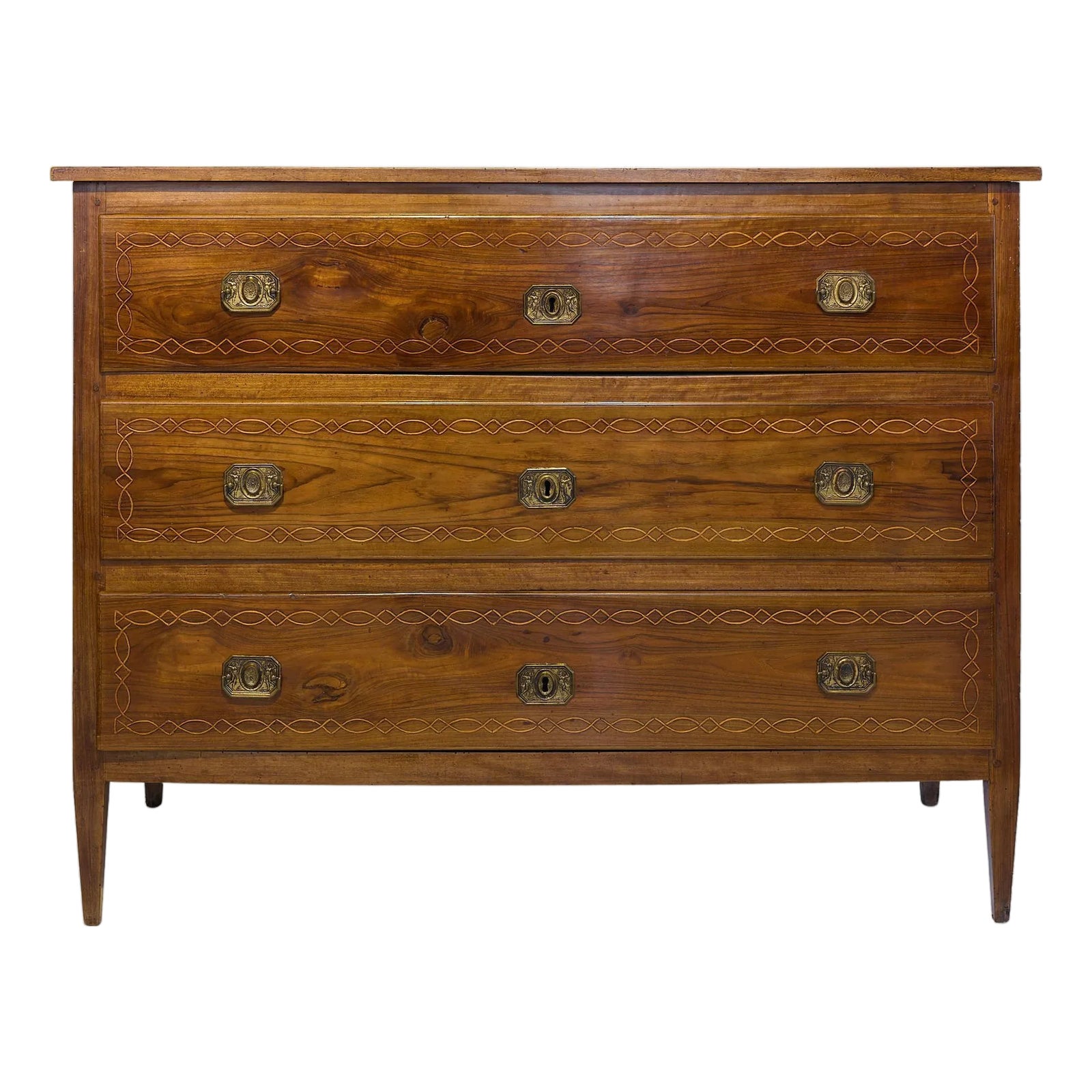 Neoclassical Italian Walnut Commode With Inlaid Drawers, 19th Century ...