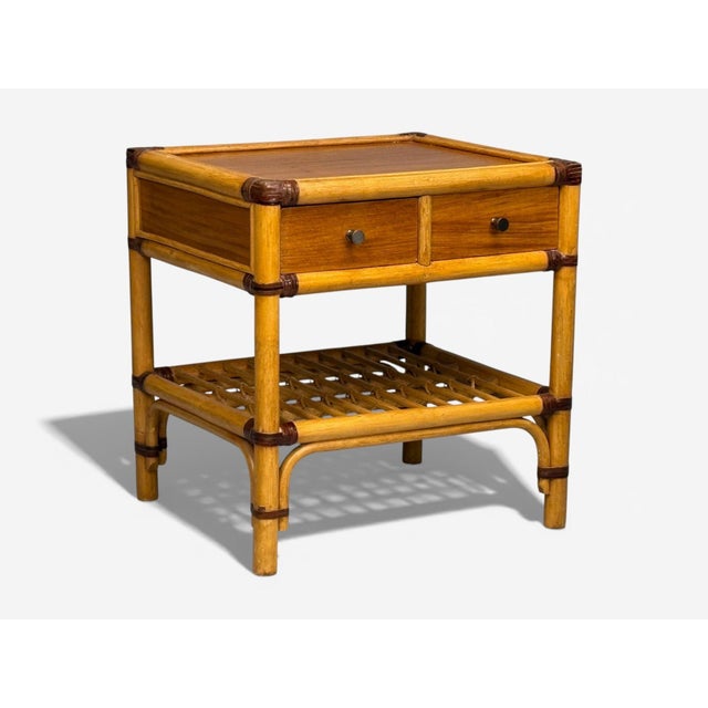 Mid-Century Modern Kenneth Bergenblad, Nightstands, Bamboo, Rattan, Brass, Sweden, 1970s For Sale - Image 3 of 11