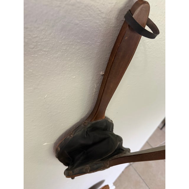 Wood Vintage Nautical Wood Fireplace Bellows With Sailing Ship For Sale - Image 7 of 9