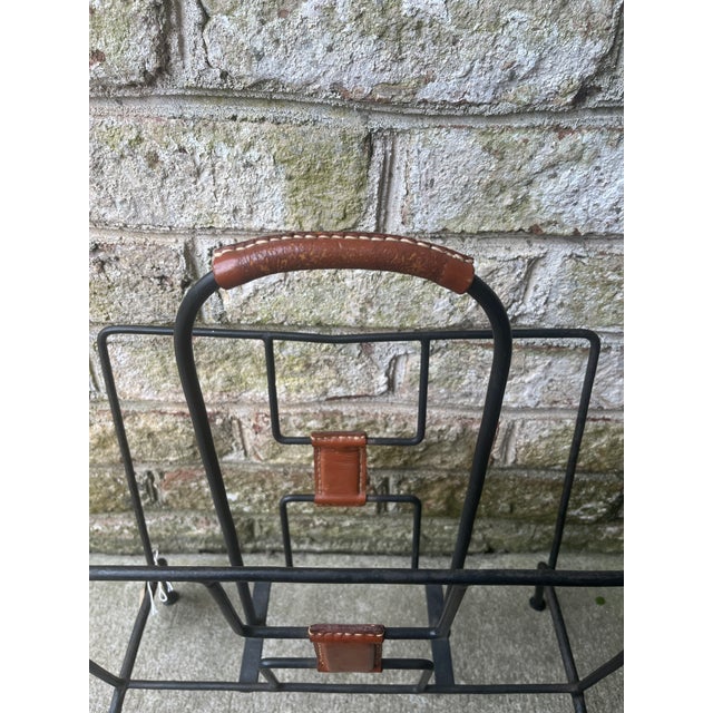 Vintage 1950s Black Metal Magazine Rack | Chairish