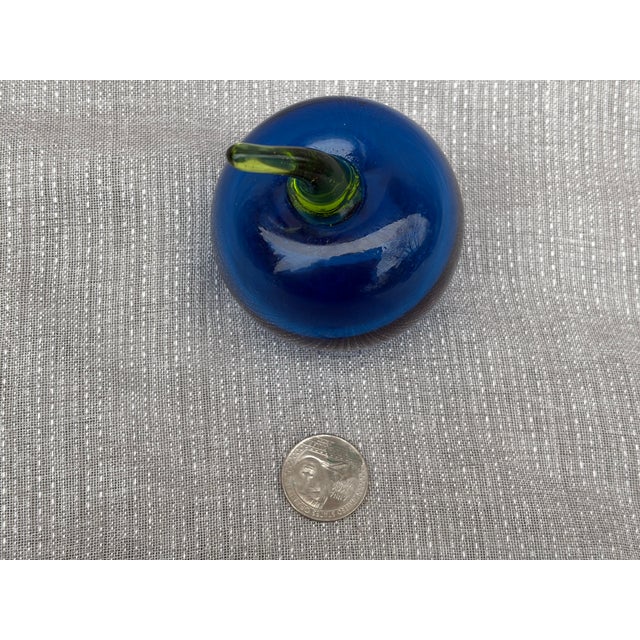 Vintage Blue Glass Tomato Paper Weight For Sale - Image 11 of 11