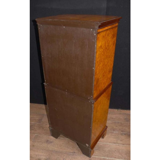 Regency Burl Walnut Chest on Chest Bow Front Commode For Sale - Image 6 of 9