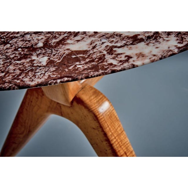 Dining Table with Oval Marble Top attributed to Guglielmo Ulrich, Italy, 1940s For Sale - Image 11 of 13