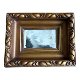 Contemporary Monochrome and Gold Outsider Folk Art in Heavy Vintage Gold Wood Frame For Sale
