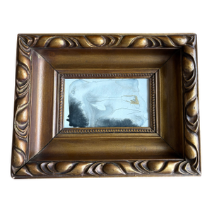 Contemporary Monochrome and Gold Outsider Folk Art in Heavy Vintage Gold Wood Frame