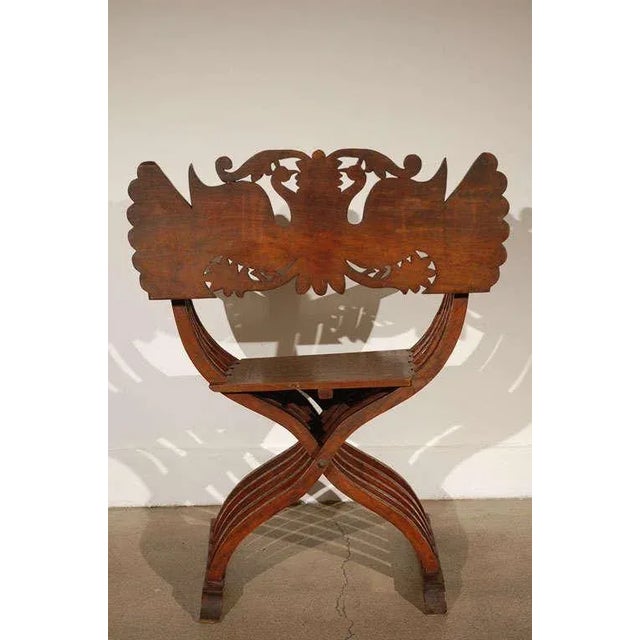 Brass 19th Century Anglo-Indian Brass Inlaid Savonarola Chair With Peacocks For Sale - Image 8 of 12
