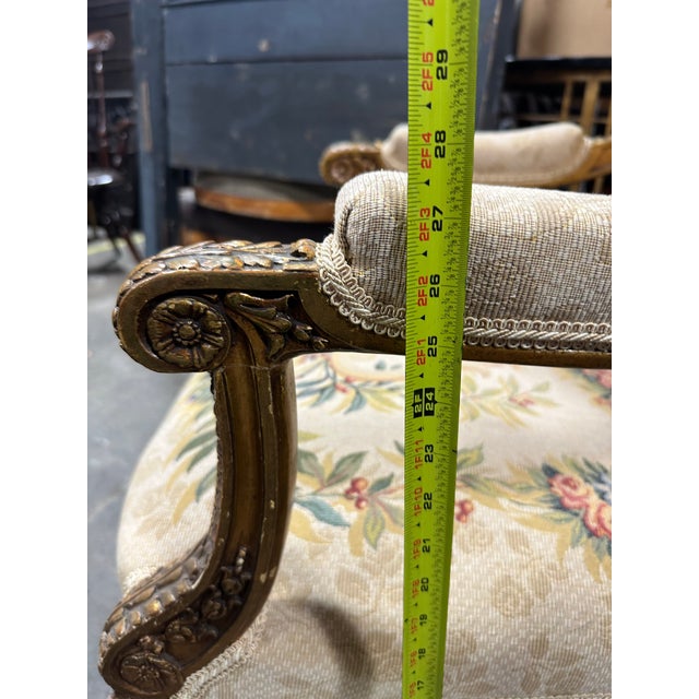 Pair of 19th Century Louis XVI Style Tapestry-Upholstered Giltwood Bergères For Sale - Image 11 of 12