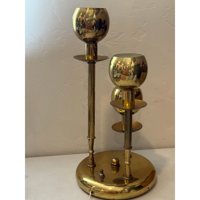 Vintage 3-Tiered Mid-Century Modern Sputnik Brass Table Lamp For Sale - Image 10 of 12