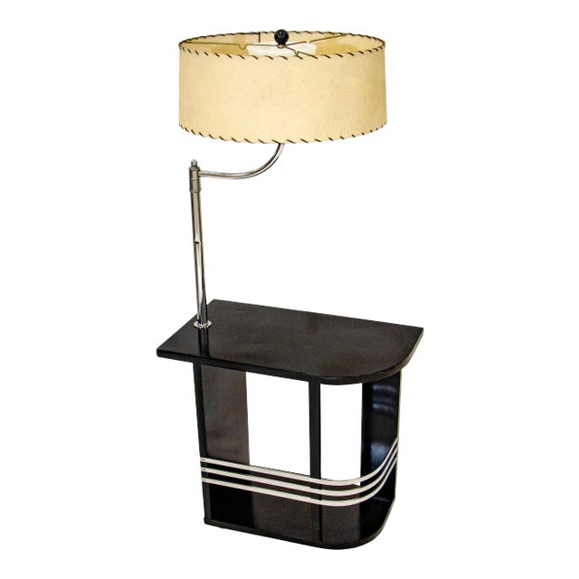 Early 20th Century Art Deco End Table With Lamp For Sale