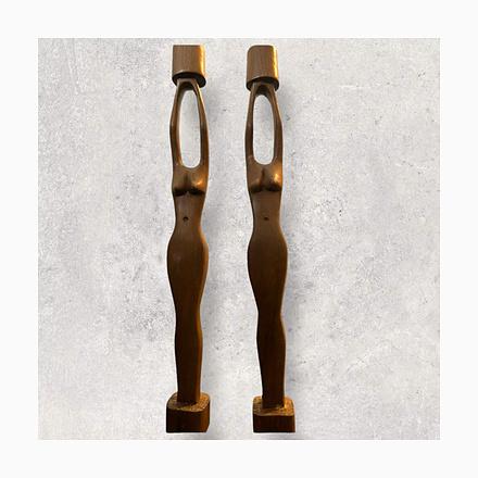 Mid-Century Scandinavian Hand-Carved Candlesticks, 1960, Set of 2 For Sale - Image 6 of 6