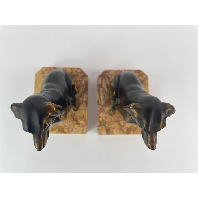 Pair of Art Deco Dog Bookends in Spelter and Marble by Jamar, France, 1930s For Sale - Image 10 of 13
