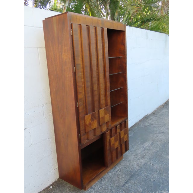 Wood Brutalist Lane Mid Century Modern Bookshelf Display China Cabinet 6303 For Sale - Image 7 of 13