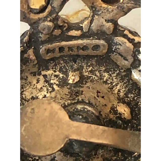 Turquoise Vintage Mexican Colored Crystal and Petit Point Pearl Cluster Earrings - 2 Pieces For Sale - Image 8 of 8