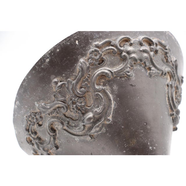 Gray 1910s Exquisite French Art Deco Floral Lead Conic Vase For Sale - Image 8 of 12