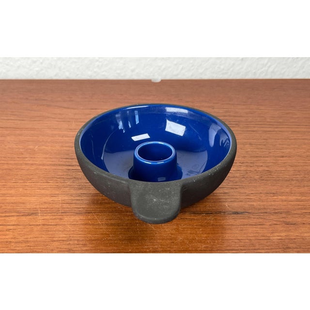 Vintage Danish Blue Ceramic Candleholder from Stelton For Sale - Image 4 of 18