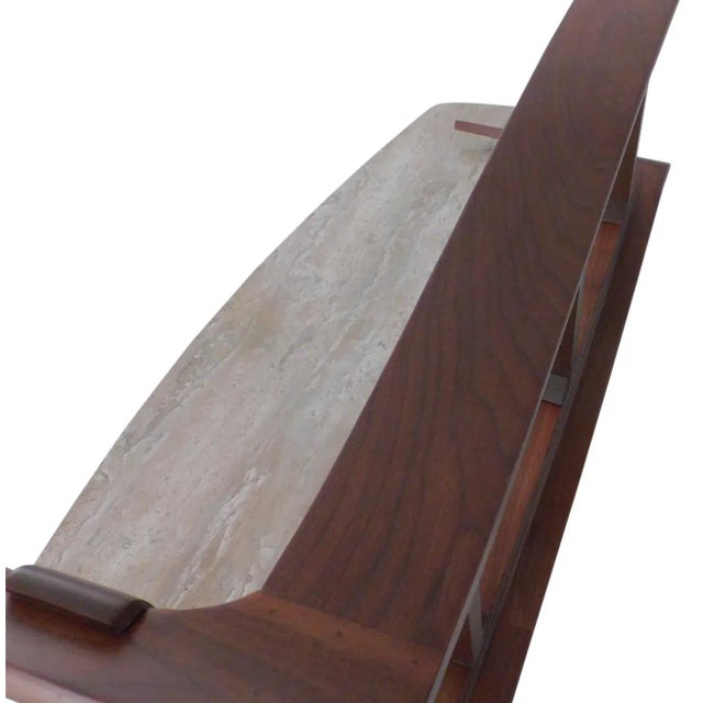 Wood Bertha Shafer Singer & Sons Walnut and Marble Coffee Table For Sale - Image 7 of 10