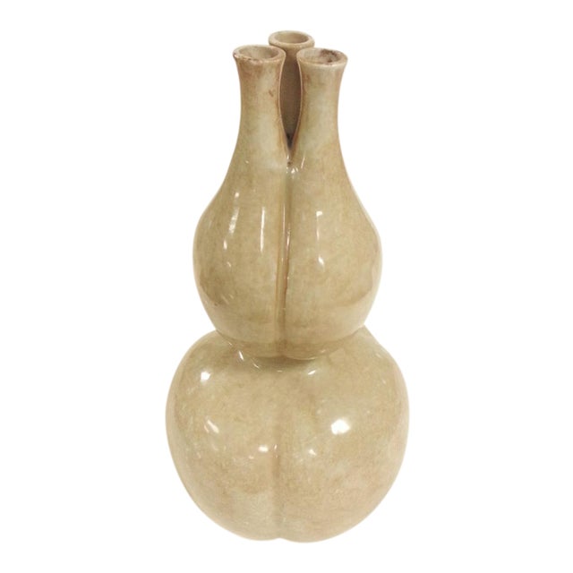 Mid 20th Century Off-White Glazed Gourd For Sale