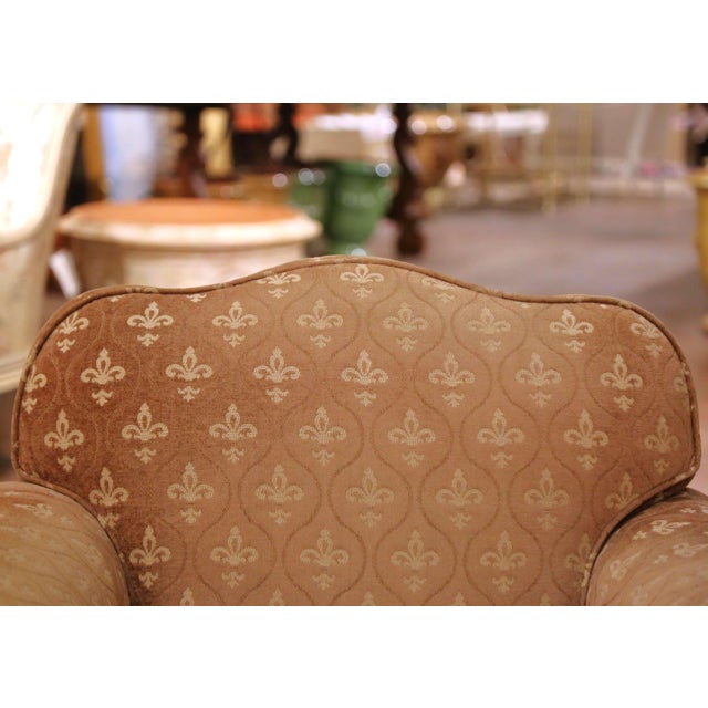 19th Century French Louis XV Carved and Painted Club Armchair With Gilt Accents For Sale In Dallas - Image 6 of 8