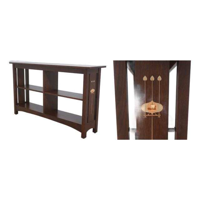 Stickley Mission Oak Harvey Ellis 3 Tier Inlaid Bookcase For Sale