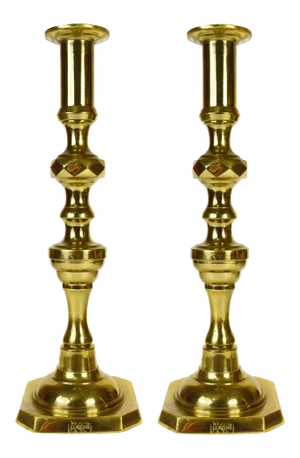 Vintage Gold Solid Brass Michael Corzine & Co. Candle Holders England - a Pair