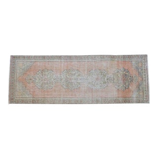 Distressed Oushak Runner Rug - Faded Colors Hallway 2'11″ X 8'5″ For Sale