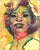 This artwork presents a vibrant portrait characterized by bold colors and dynamic brushwork, capturing the essence of its...