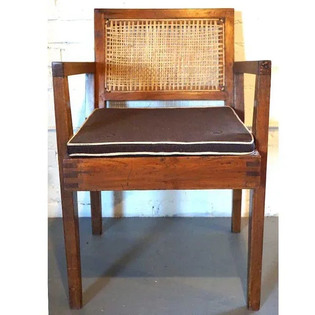 Pierre Jeanneret Caned Teak Armchair from Chandigarh, India For Sale In Denver - Image 6 of 8