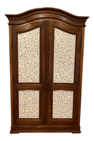 Late 20th Century Hickory White Hand-Painted French Country Armoire