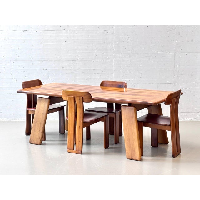 Wood Sapporo Dining Table and Chairs in Walnut by Mario Marenco for Mobilgirgi, Italy, 1970s, Set of 5 For Sale - Image 7 of 16