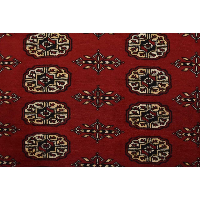Bokhara Rug 8′ X 10’1” Red Wool Tribal Hand-Knotted Oriental Carpet For Sale - Image 9 of 13
