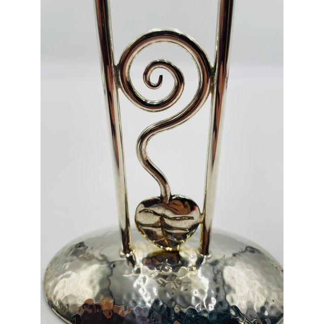 1980s Emilia Castillo Silver-Plated Butterfly Candle Holder With Stone Inlay, Mexican For Sale - Image 15 of 18