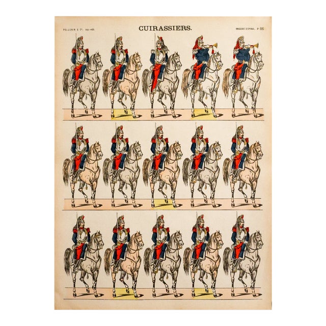 1880s - 1890s French Military Print - Imagerie d'Épinal #86 - Cuirassiers For Sale