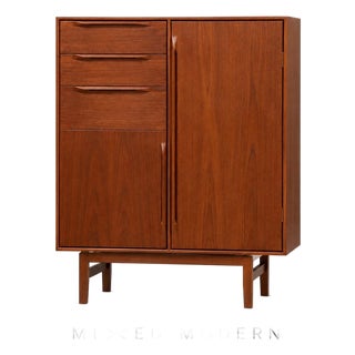 1960s Danish Modern Teak Armoire Dresser For Sale