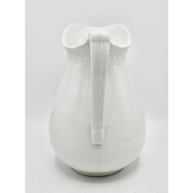 Large Vintage English White Ironstone Pitcher For Sale - Image 4 of 10