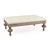 Lara Tufted Ottoman in Linen with Weathered Oak Turned Baluster Legs For Sale - Image 4 of 4