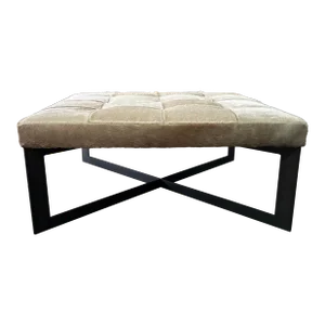 Lee Industries Italian Dyed Hair-On-Hide Tanzania Ash Leather Cocktail Ottoman