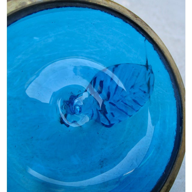 Glass French Blue Glass Apple Trinket Box Circa 1930s For Sale - Image 7 of 8